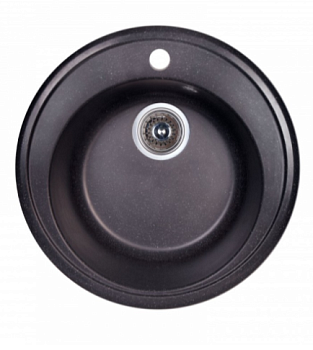 Мойка мрамор FOSTO КМД 51 К SGA-420 круглая+одинарный сифон (черная)